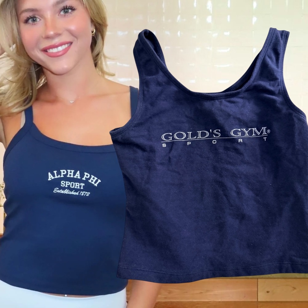 Gold's Gym Tank Top Sport Logo Navy Blue Medium